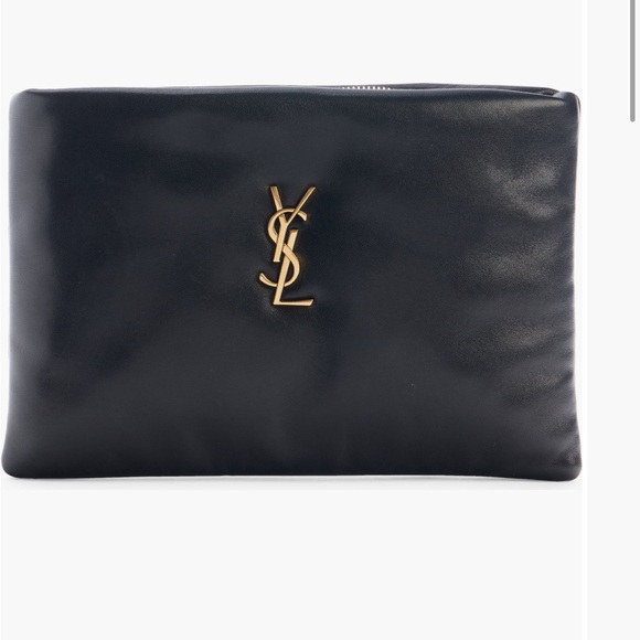 Yves Saint Laurent Black Clutch with Gold Logo - Picture 7 of 8